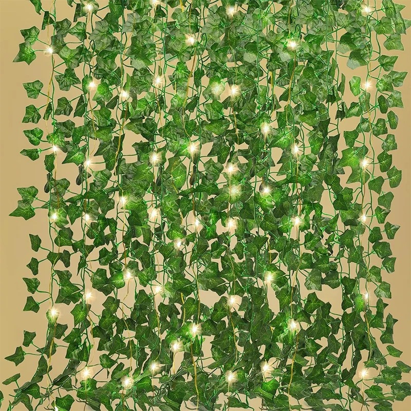 Wall Decor Lighting Tree - LED Light String Folha Grinalda Artificial,