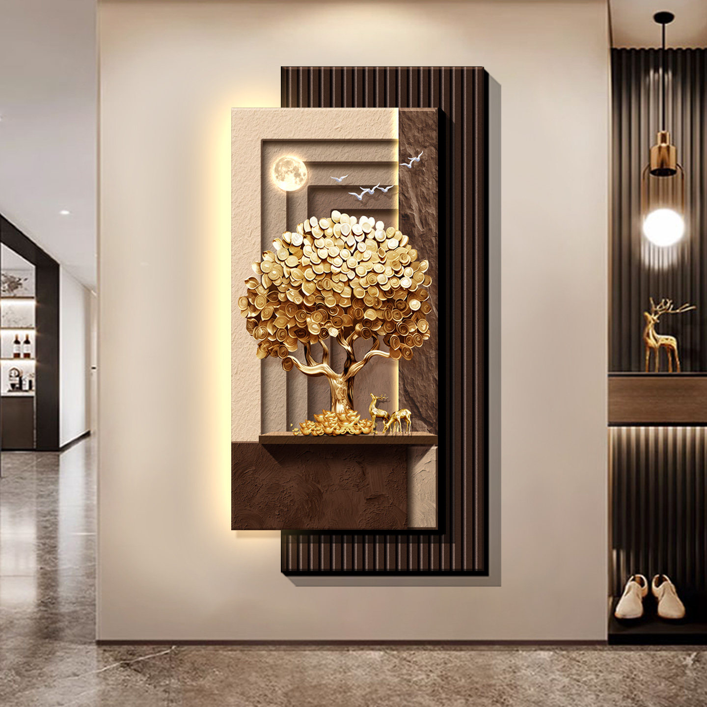 Wall Decor Lighting Tree - Pinturas decorativas na entrada, árvores que