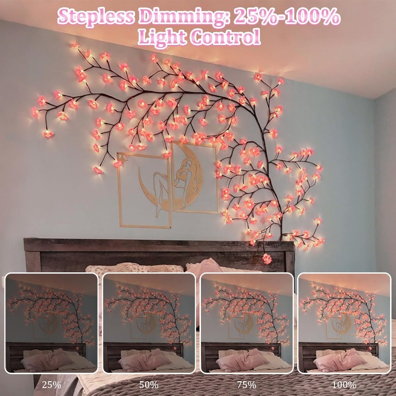 Wall Decor Lighting Tree - Led flor de cerejeira ramo de