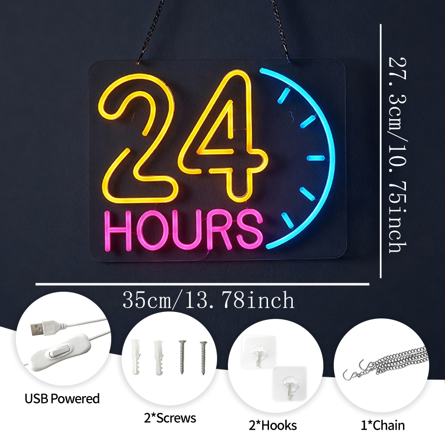 Letreiro Neon 24 Horas com Luz - Decor Lighting Opening Hours avaliação e preço
