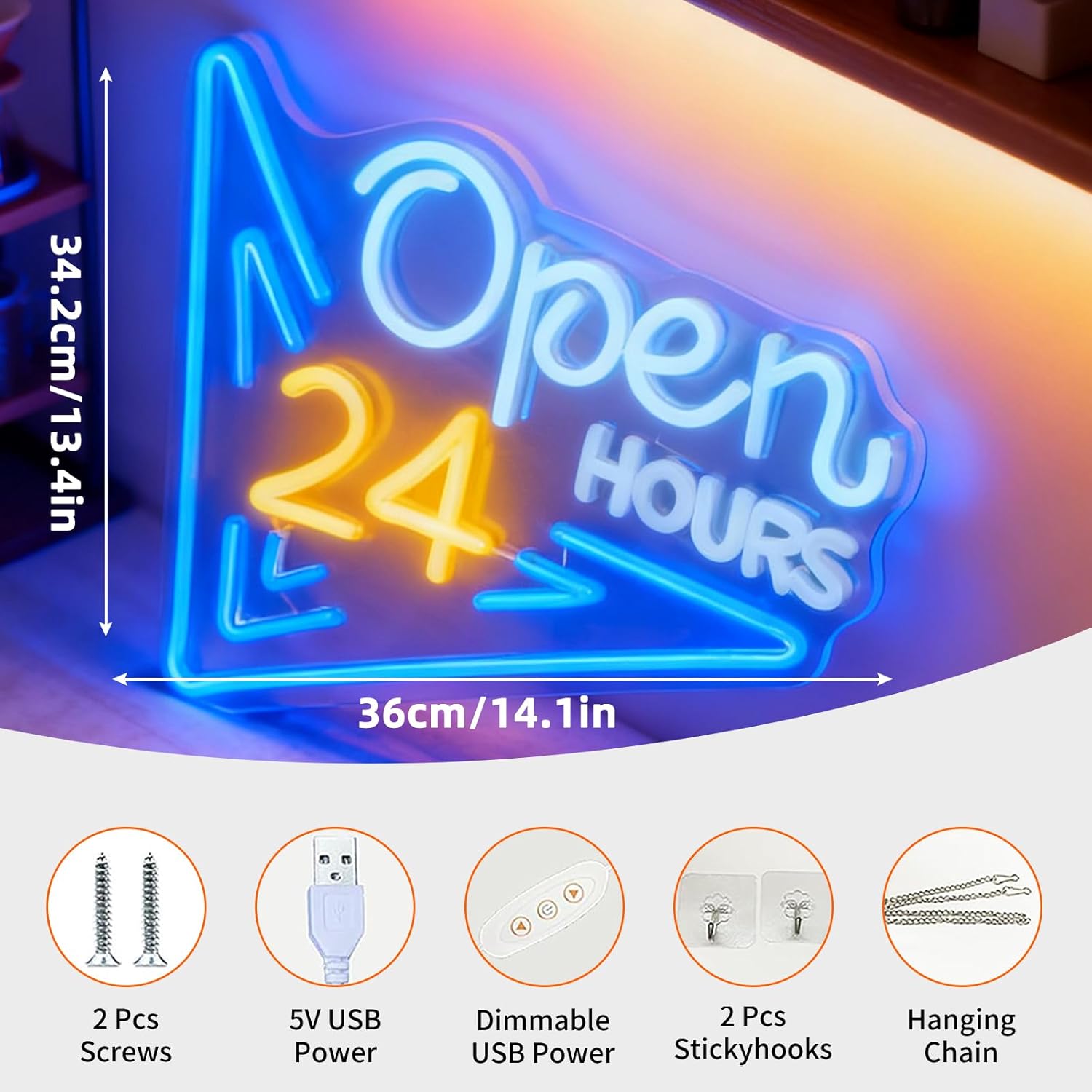    Letreiro Neon Aberto 24 Ho - Decor Lighting Opening Hours avaliação e preço
