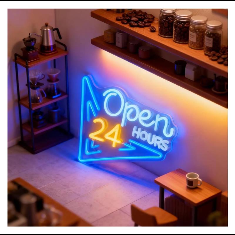 Letreiro neon aberto 24 horas, - Decor Lighting Opening Hours avaliação e preço