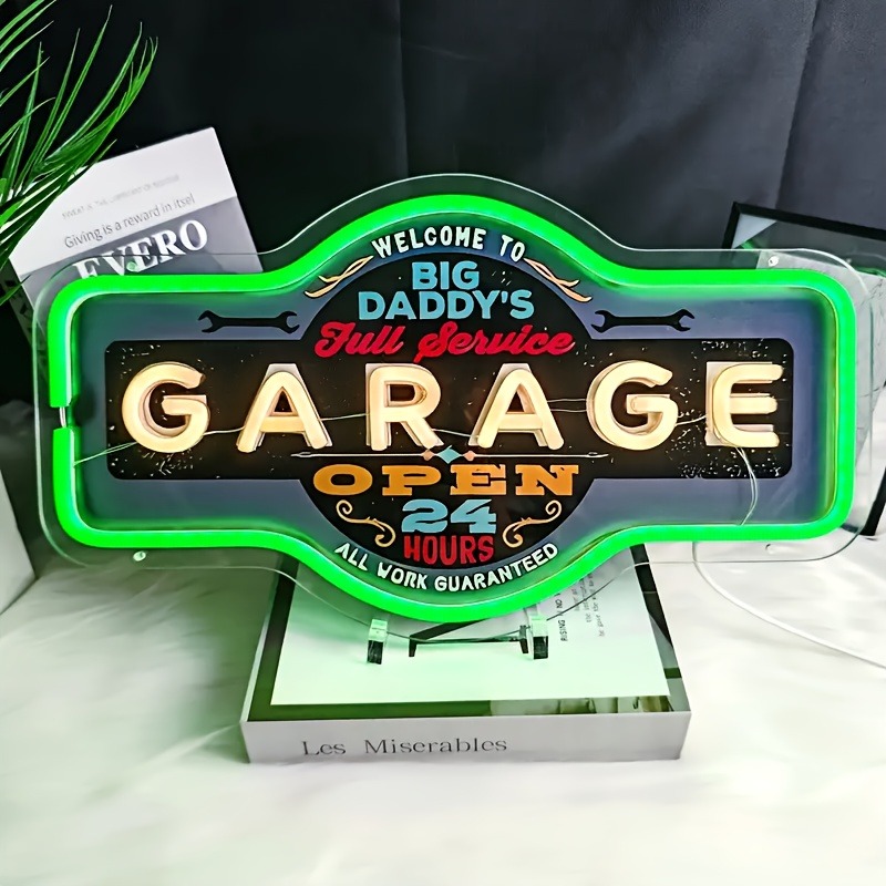 Retro garagem led sinal de néo - Garage Lighting Decor avaliação e preço