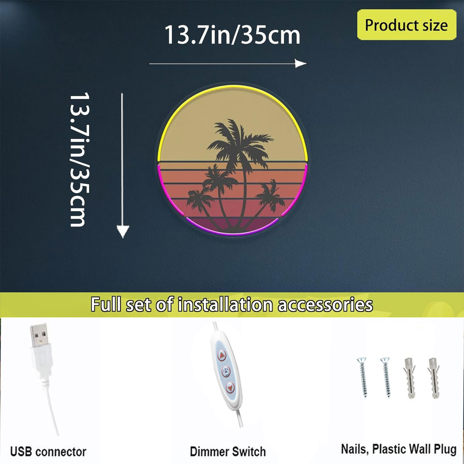 Pôr do sol luz de néon adequad - Wall Decor Lighting Tree avaliação e preço
