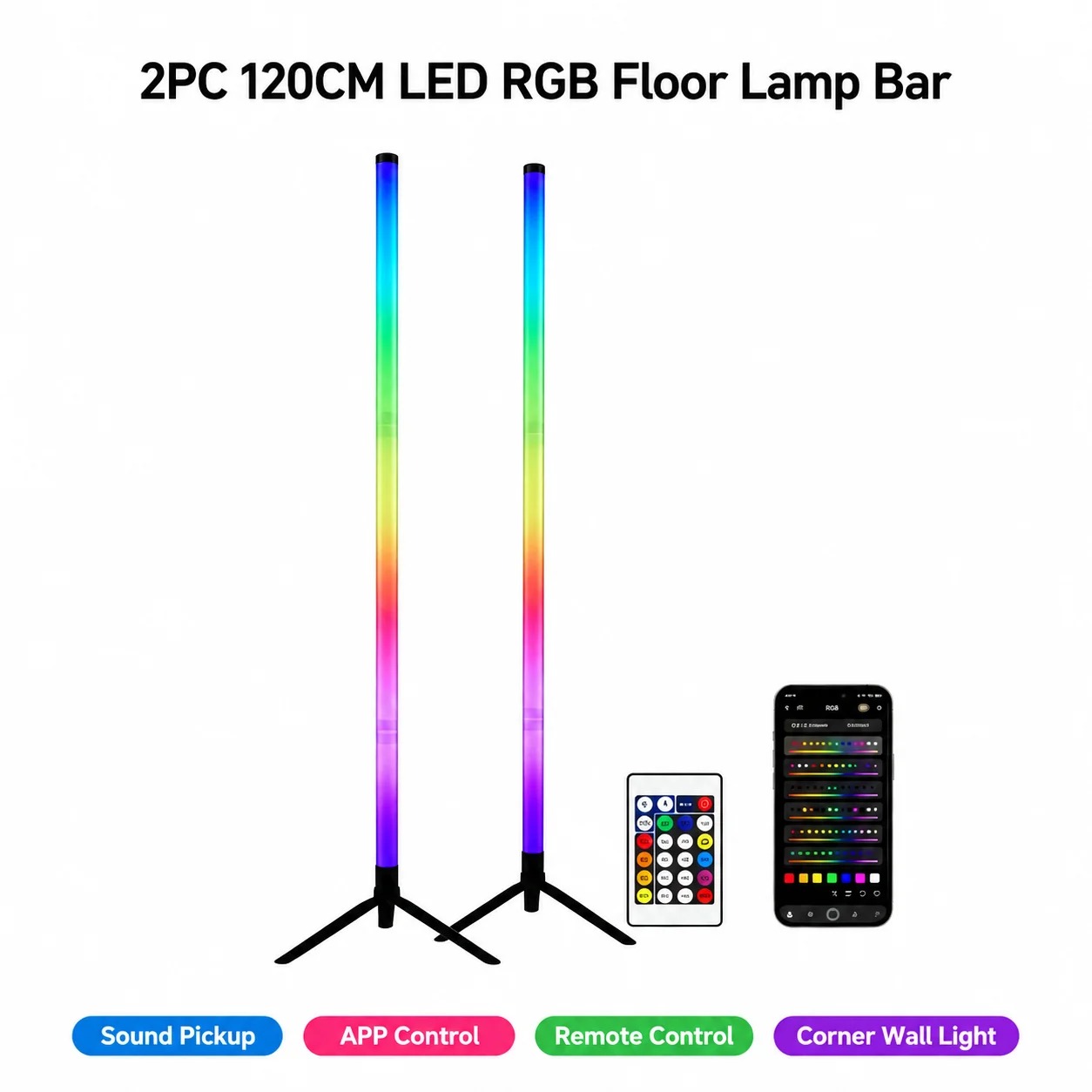 2PCS Luminária de Chão RGB de  - Lighting Decor Room avaliação e preço