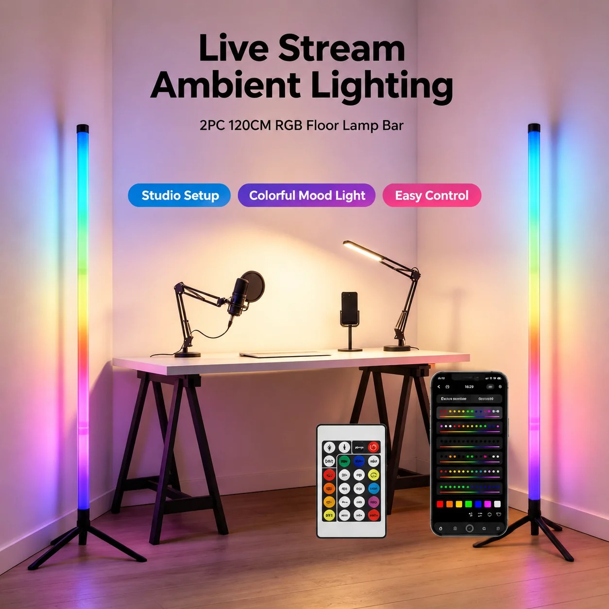 2PCS Luminária de Chão RGB de  - Lighting Decor Room avaliação e preço