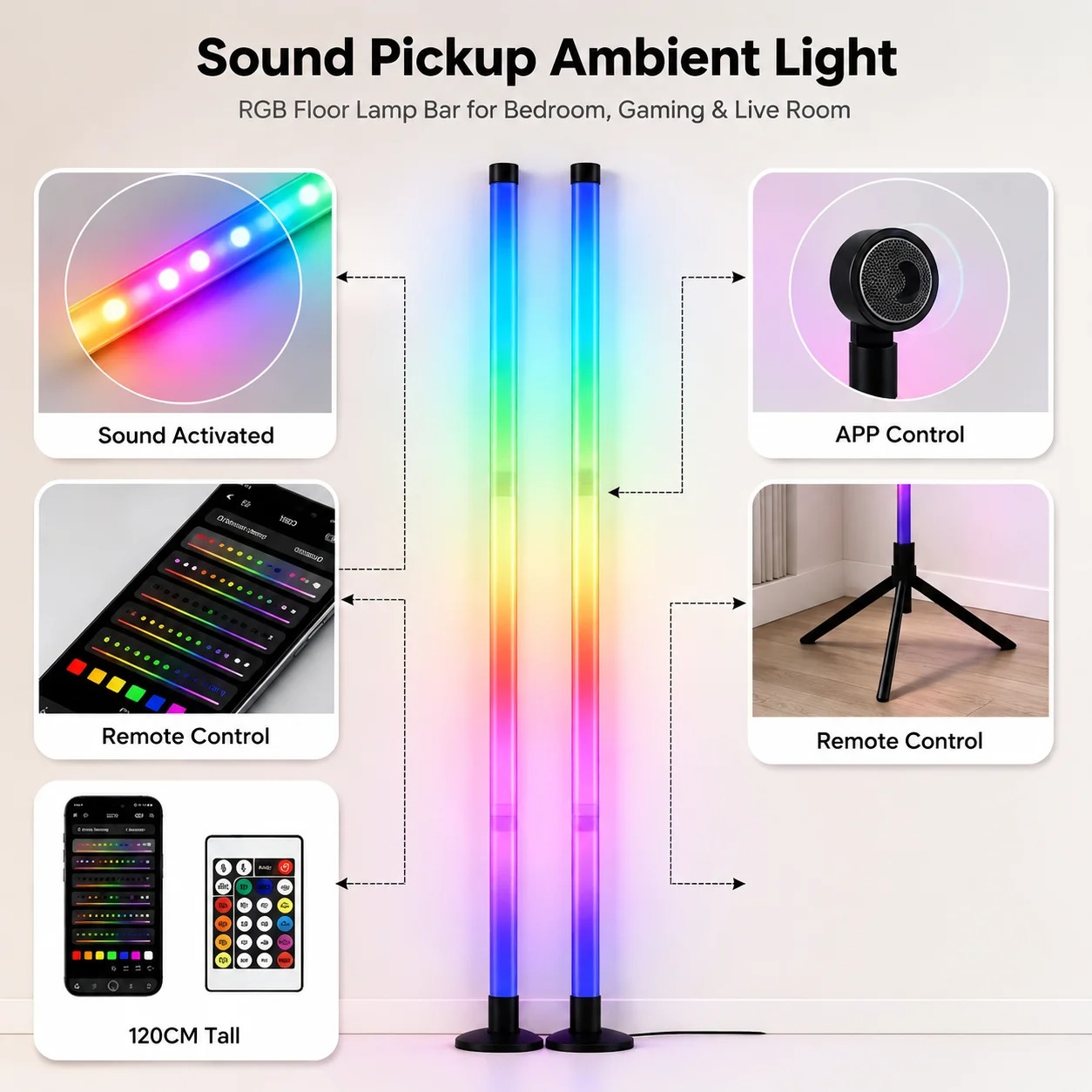 2PCS Luminária de Chão RGB de  - Lighting Decor Room avaliação e preço