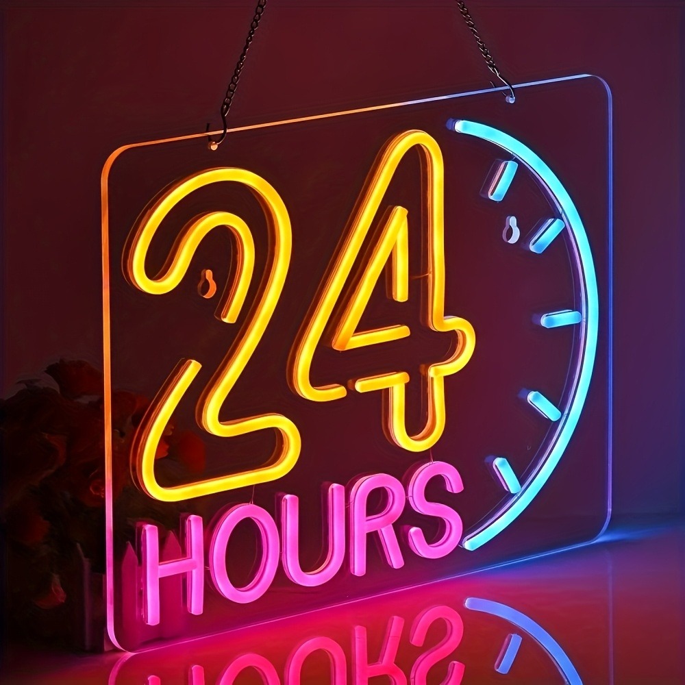 Letreiro Neon LED 24 Horas, Lu - Decor Lighting Opening Hours avaliação e preço