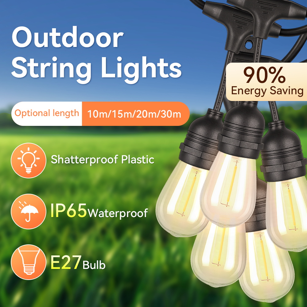 E27 luzes de corda ao ar livre - Decor Lighting Uk avaliação e preço