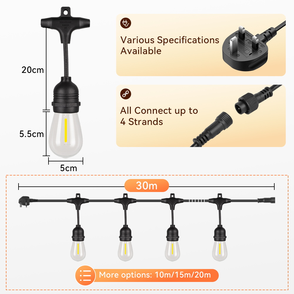 E27 luzes de corda ao ar livre - Decor Lighting Uk avaliação e preço